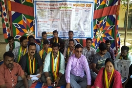 ಕೆ.ಆರ್.ಪೇಟೆ ಪಟ್ಟಣದ ಶತಮಾನದ ಶಾಲೆಯ ದುರಸ್ತಿ  ಕಾಮಗಾರಿಯಲ್ಲಿ ಹಣ ದುರುಪಯೋಗ ಪಡಿಸಿಕೊಂಡಿದ್ದಾರೆ ಎಂದು ಪ್ರತಿಭಟನೆ.